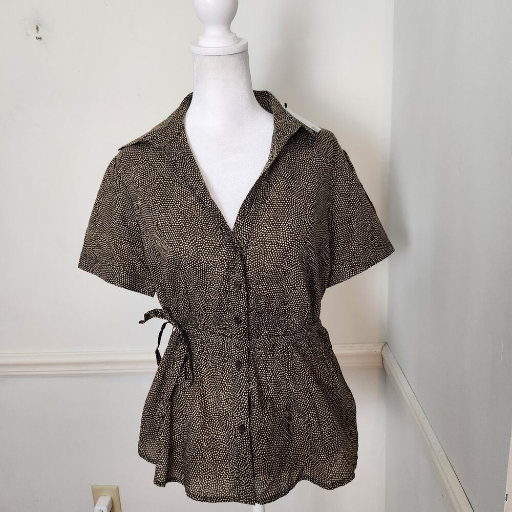 NWOT Vtg Y2K Limited Shirt Size Medium Brown Office Siren Grunge WhimsiGoth Top
